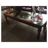 Coffee table w/glass 49x21x16