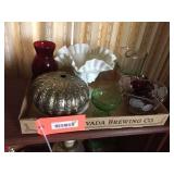 Westmoreland vase, asst glassware