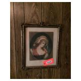 Signed 1908 print w/wood frame