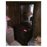 Full size bed, 3 drawer Bassett dresser w/mirror