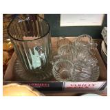 Luncheon set & glass pitcher