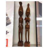Pair of wood statues. 30" tall