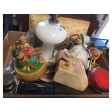 Hand fans, lamp & assorted decorators