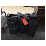 Wood hanging light fixture with 4 shades