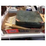 Griswold patty mold set, hinged box & assorted