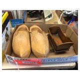 Wooden shoes & assorted