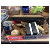 Leather ball glove, brush, timers & assorted