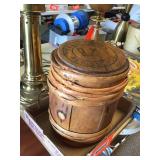 Small wood keg. 7" diameter x 10" tall