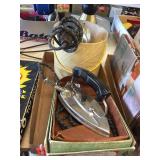 Vintage iron, hair dryer & assorted