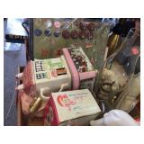 Oil lamp, red head bottle caps & assorted