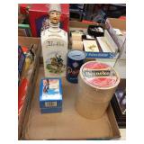 Cracked vodka decanter, Heineken coasters &