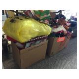 2 boxes of Christmas decorations, lights & gift