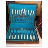 Mother of pearl handles forks & knives in hinged