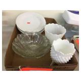 Assorted vases, pink depression & assorted