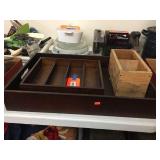 Wood box tray & assorted