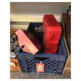 Plastic blue crate & empty power tool box