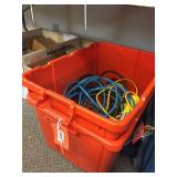 Orange bins, extension cord
