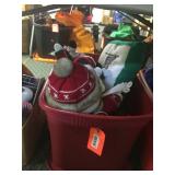 Tote with cover assorted holiday decorations