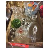 Glass candle holders & assorted decorators