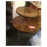 Three legged two tiered end table 22"x28"