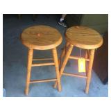 2 wood stools 24" seat height