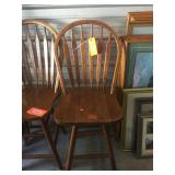 Wood swivel bar stool with back