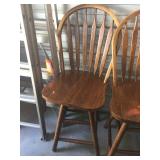 Wood swivel bar stool with back