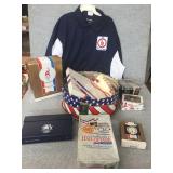 Olympics related items - shirt, tin, asst