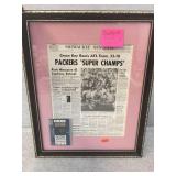 Framed Packer item signed by Max McGee