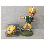 Tape dispensor helmet & ceramic player statue