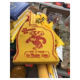 Foam finger, noodles, window flags