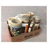 Assorted steins, cups
