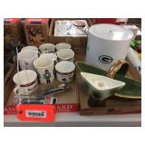 Packer ice bucket, collector spoons & assorted