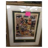 Framed Packer picture signed by Paul Hornung