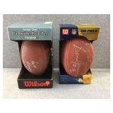 2 Footballs signed by Henderson, Dotson, Jones &