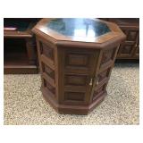 Octagon shaped lamp table w/2 door