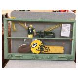 Hand painted window signed by numerous Packer