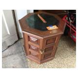 Octagon shaped lamp table w/2 doors