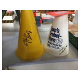 2 megaphones with signatures. 8" tall