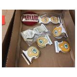 Harvard pin back button & assorted Packer match