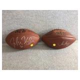 2 footballs with signatures  Kuhn & Harris