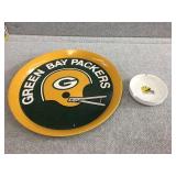 Green Bay Packer ashtray, metal tray