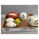 Plastic footballs, helmet banks