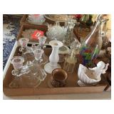 Glass candle holders, assorted decorators