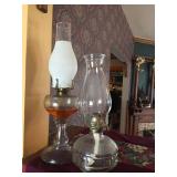 2 oil lamps. 18" & 14"