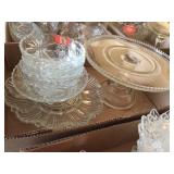 Cake stand & assorted glassware