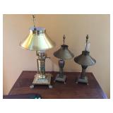 3 brass lamps. 12" &17" tall