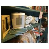 3 ring binders, fans, electric heater & contents