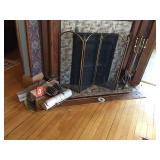 Log holder, fire place screen & fireplace tools