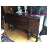 Jacobean revival style side board. 72"x22"x41"